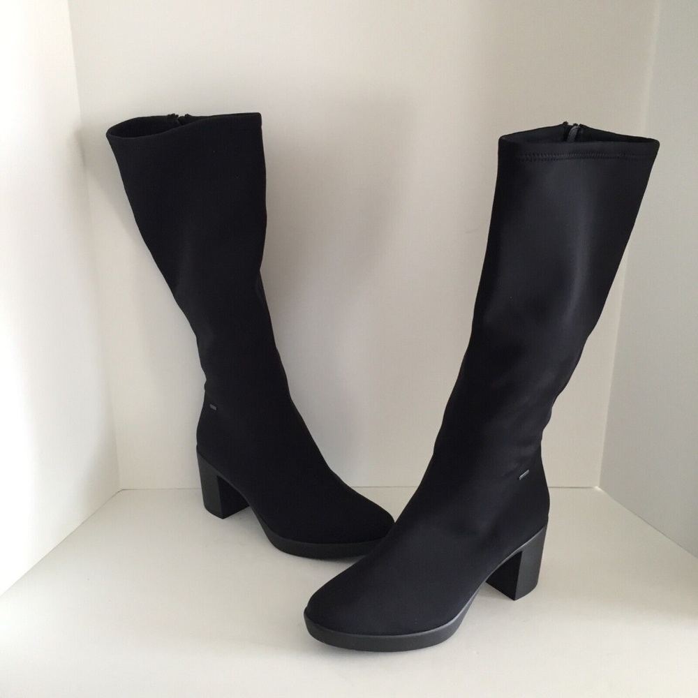 Hogl Women's Gore-Tex Winter Boots High Heel Knee High Round Toe Side Zip 10